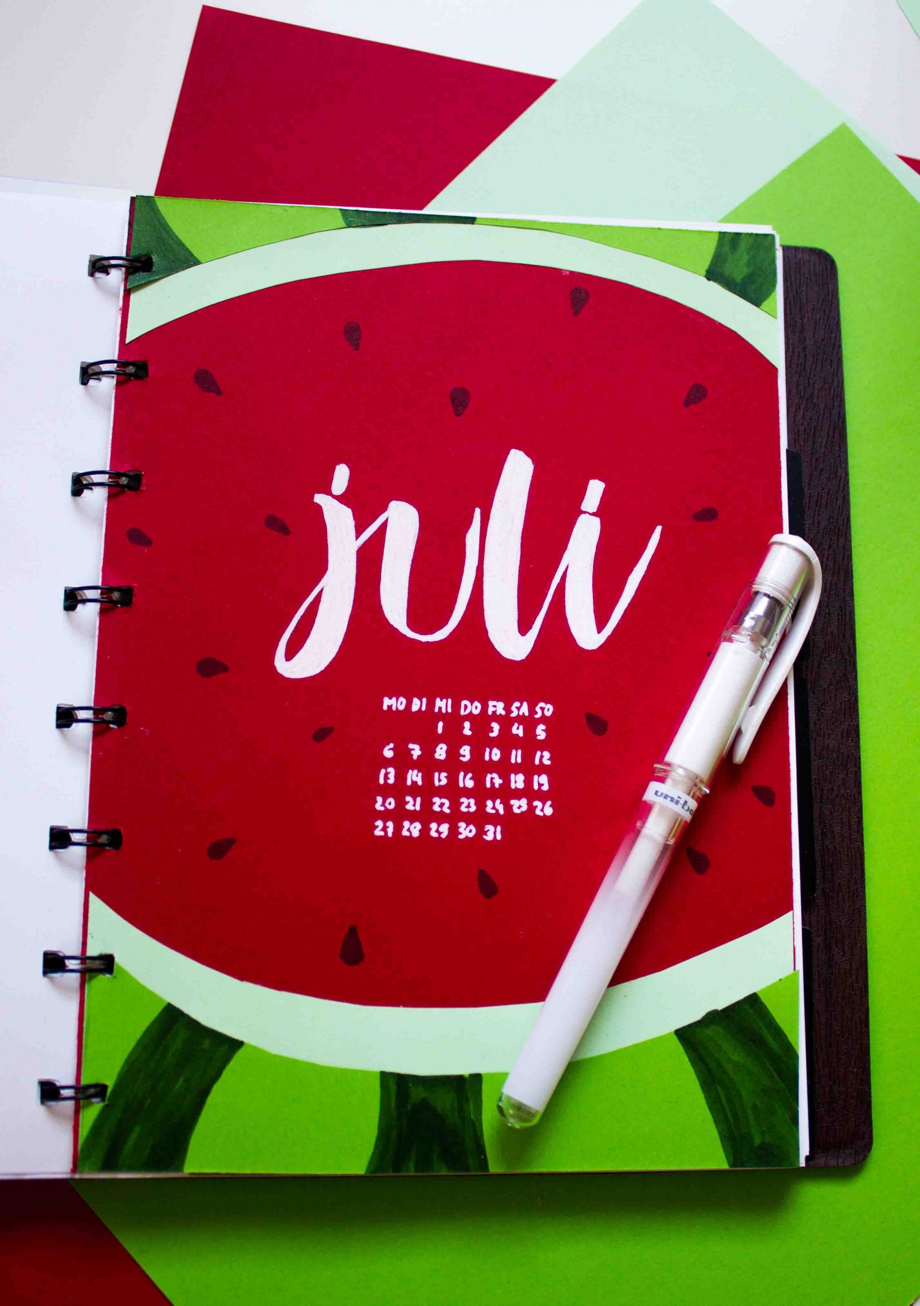 Bullet Journal Monatsdeckblatt Juli