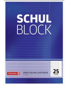 Brunnen Schulblock A4 Lin 25 liniert mit Rand blau 50 Blatt 