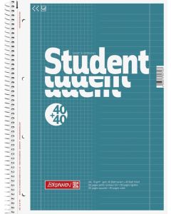 Brunnen Collegeblock Student A4 Duo kariert liniert petrol 40+40 Blatt