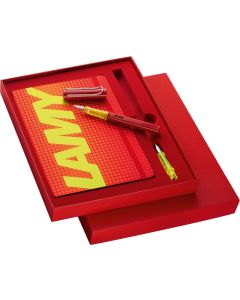 LAMY Füllhalter AL-star glossy red mit Notizbuch im Set