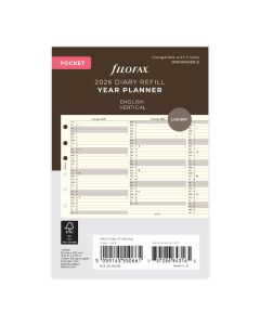 Filofax Pocket Kalendereinlage 2026 Jahresplaner Leporello Cotton Cream Englisch