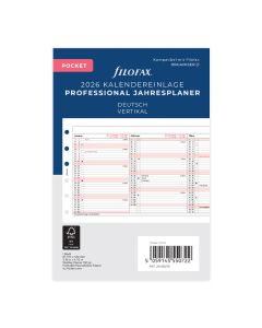 Filofax Pocket Kalendereinlage 2026 Jahresplan Leporello Professional