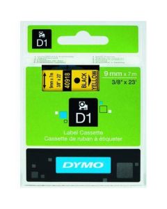 DYMO Schriftbandkassette D1, 9 mm x 7 m Schwarz/Transparent