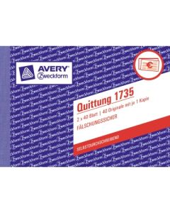 Avery Zweckform Quittung A6 SD mitMwSt 2x40Bla 