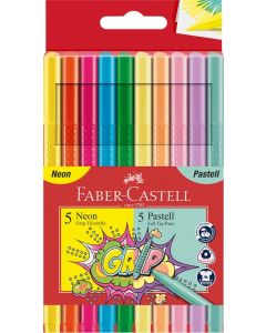 Faber-Castell Filzstift Grip Neon + Pastell 10 Stk.