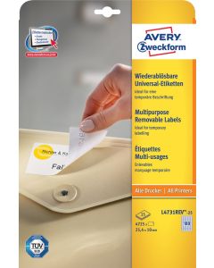 Avery Zweckform L4731REV-25 Universal-Etiketten, 25,4 x 10 mm, weiß